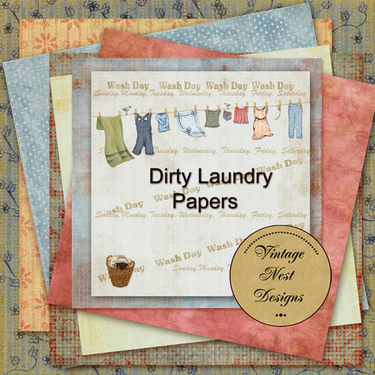 Digital Scrapbooking Dirty Laundry Kit Instant Download