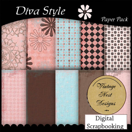Digital Scrapbooking Diva Style Kit Instant Download