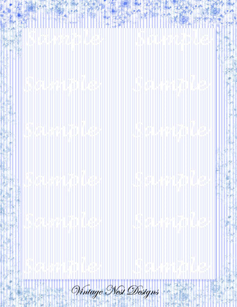 Decorative blue border with floral elements on a white background