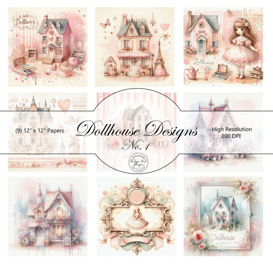 Dollhouse Wallpaper Doll House Designs No.1 Digital Instant Download Printable