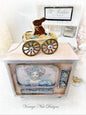 Miniature Easter Rabbit in Cart No.1 Handmade Diorama Shadow Box