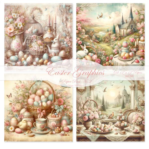 Digital Prints Easter Graphics Paper Pack No.2 Illustration Instant Download