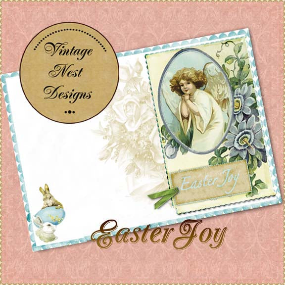 Easter Joy Digital Print Illustration Greeting Card Freebie