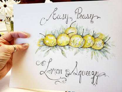 Digital Print Easy Peasy No.1 Watercolor Painting Instant Download