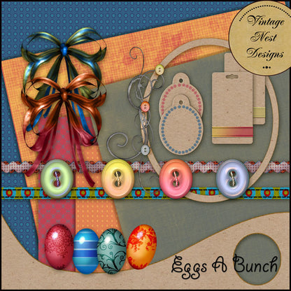 Digital Scapbooking Eggs a Bunch Kit Instant Download