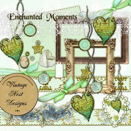 Digital Scrapbooking Enchanted Moments Kit Instant Download