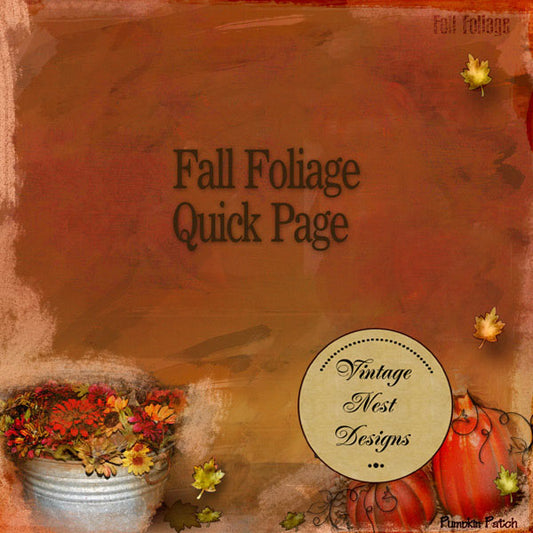 Digital Scrapbooking Fall Foliage Quick Page No.1 Instant Download