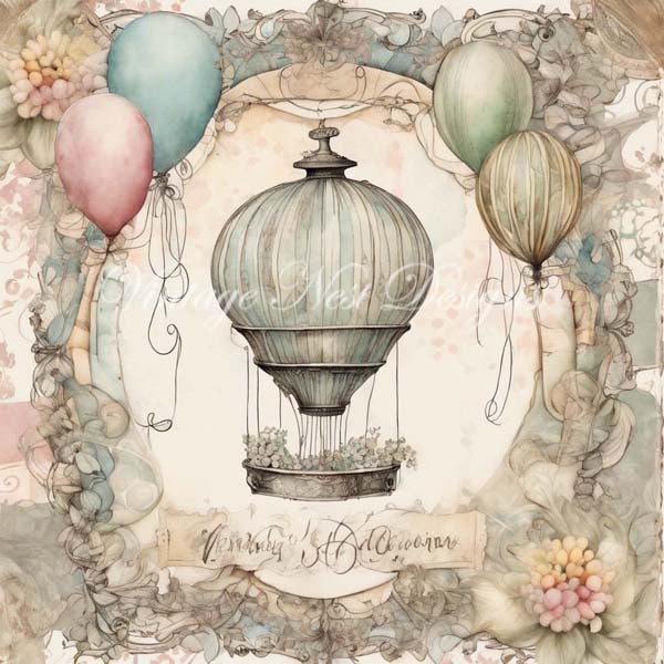 Fanciful Balloons Page Layouts No.1 Digital Print Illustration