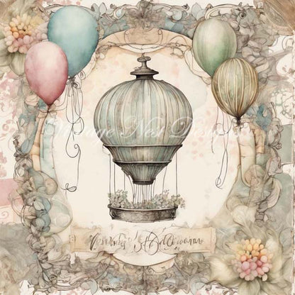 Fanciful Balloons Page Layouts No.1 Digital Print Illustration