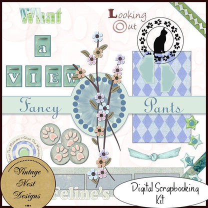 Digital Scrapbooking Fancy Pants Kit Instant Download