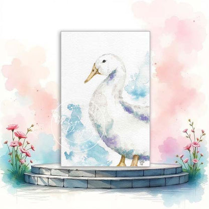Digital Print Farm Duck No.1 Watercolor Painting Instant Download