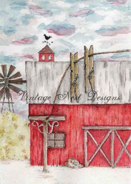Digital Print Farm Life No.17 Watercolor Painting Instant Download