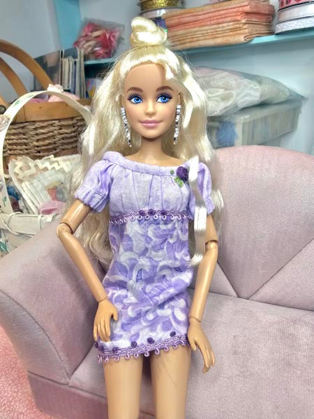Miniature Barbie Fashion Doll Dress No.1 Handmade 12" Scale