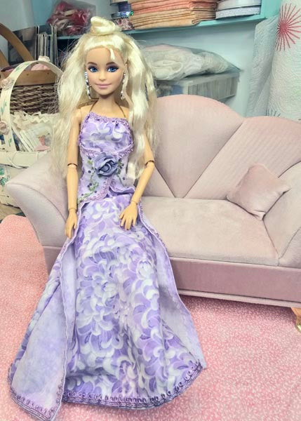 Barbie Miniature Fashion Doll Dress No.2 Handmade 12" Scale