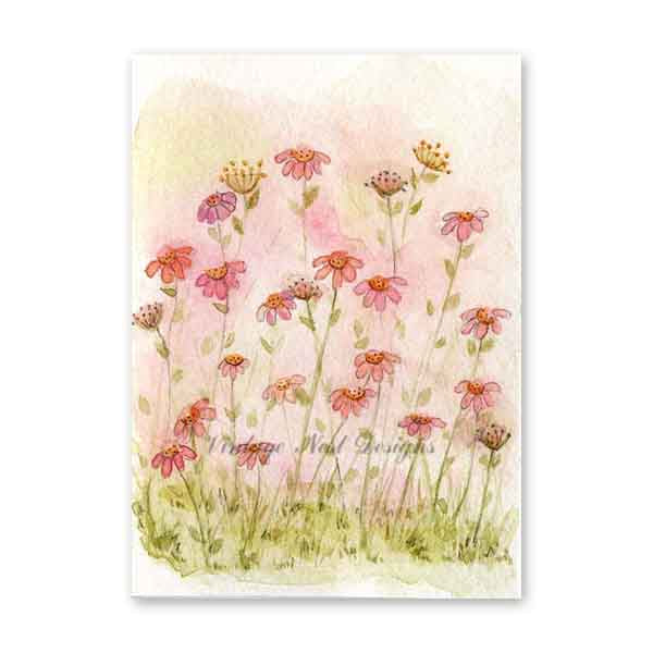 Digital Print Field of Flowers No.1 ACEO Watercolor Painting Instant Download