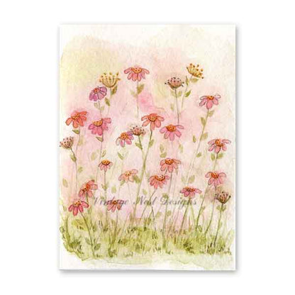 Digital Print Field of Flowers No.1 ACEO Watercolor Painting Instant Download