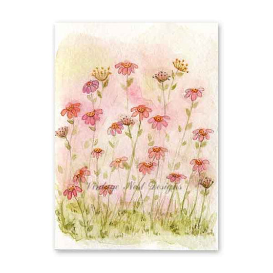 Digital Print Field of Flowers No.1 ACEO Watercolor Painting Instant Download