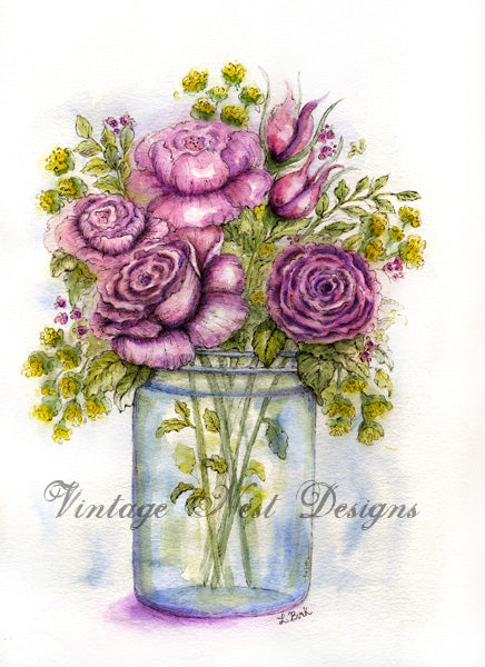Digital Print Florals No.14 Watercolor Painting Instant Download