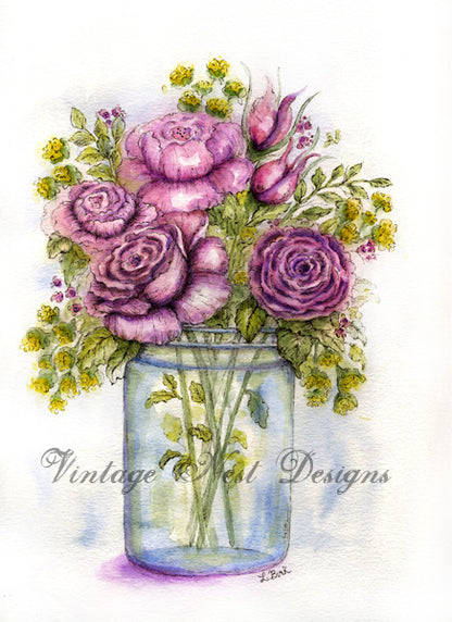 Digital Print Florals No.14 Watercolor Painting Instant Download