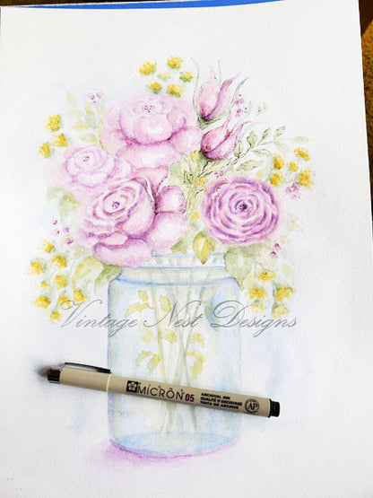 Digital Print Florals No.14 Watercolor Painting Instant Download
