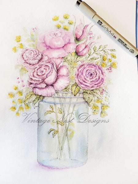 Digital Print Florals No.14 Watercolor Painting Instant Download