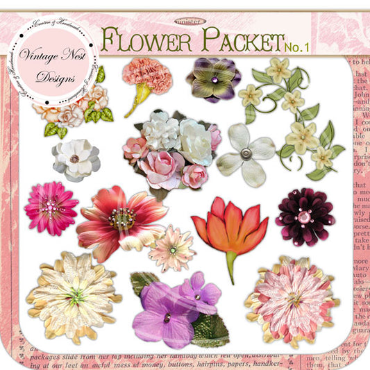 Digital Scrapbooking Flower Packet No.1 Instant Download