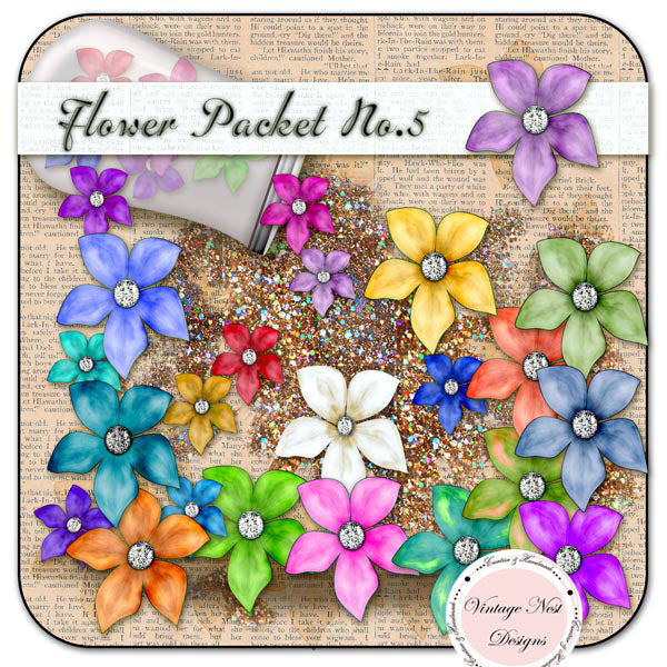 Digital Scrapbooking Flower Packet No.5 Instant Download