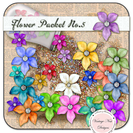 Digital Scrapbooking Flower Packet No.5 Instant Download