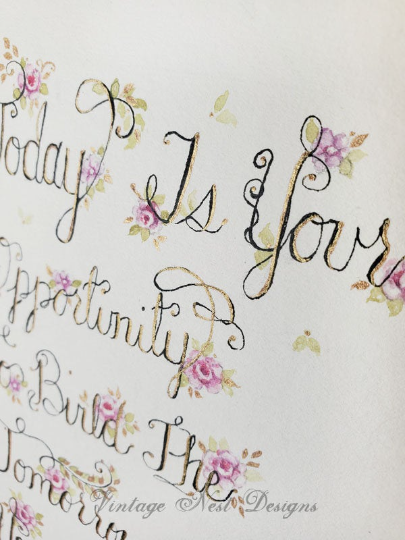 Flowers Quote No.1 Original Watercolor Painting