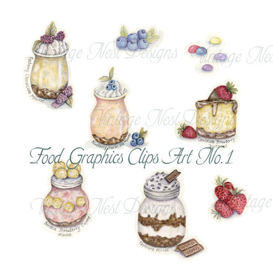 Digital Print Food Graphics Clip Art No.1 Watercolor Instant Download