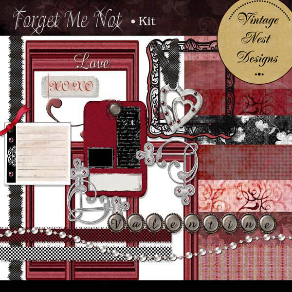 Digital Scrapbooking Forget Me Not Kit Instant Download