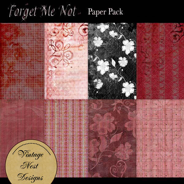 Digital Scrapbooking Forget Me Not Kit Instant Download