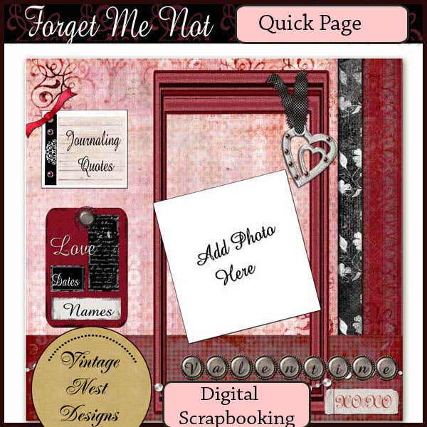 Digital Scrapbooking Forget Me Not Quick Page No.1 Instant Download