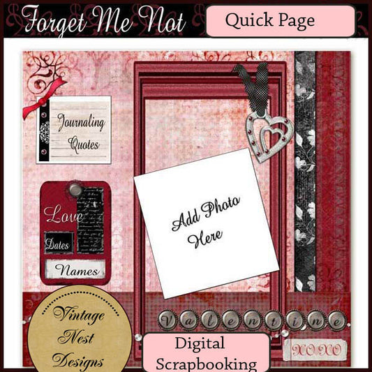 Digital Scrapbooking Forget Me Not Quick Page No.1 Instant Download