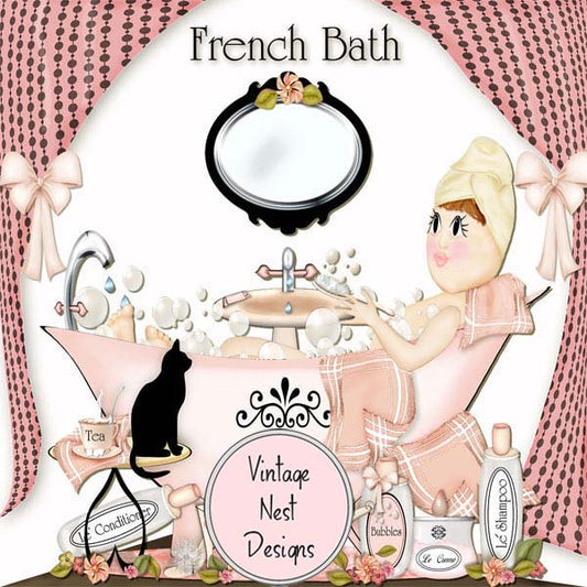 Digital Scrapbooking French Bath Quick Page No.1 Instant Download