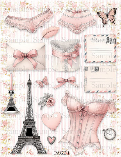 Digital Scrapbooking French Boudoir No.1 Kit Instant Download