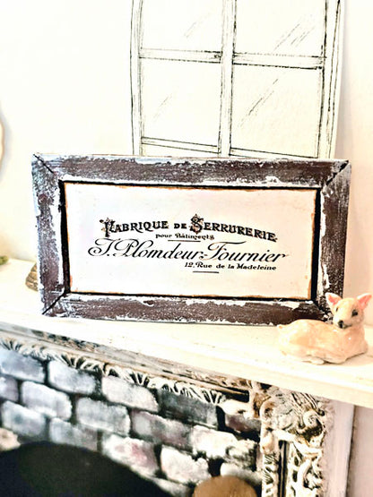Miniature French Sign No.9 Art Dollhouse Wall Decor 1:12 Scale