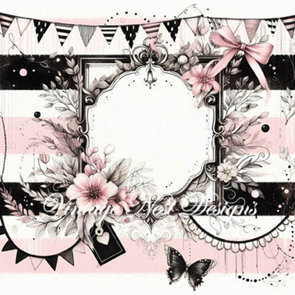 Digital Scrapbooking Pink & Black Layouts No.2 Illustration Instant Download