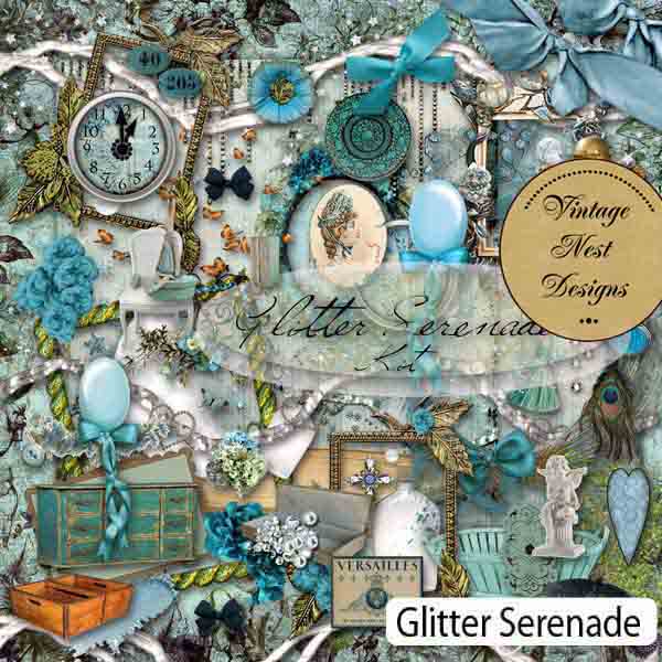 Digital Scrapbooking Glitter Serenade Kit Instant Download