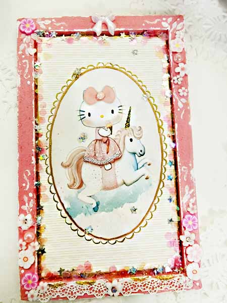 Miniatur Goodbye Kitty Nr.1 Kunst 1:12 Maßstab Puppenhaus Wandbild