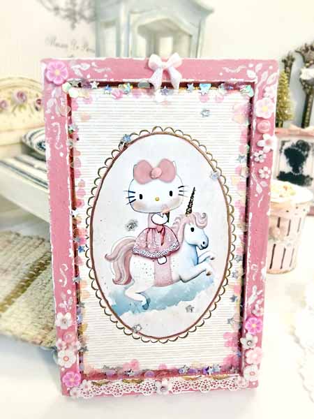 Miniatur Goodbye Kitty Nr.1 Kunst 1:12 Maßstab Puppenhaus Wandbild