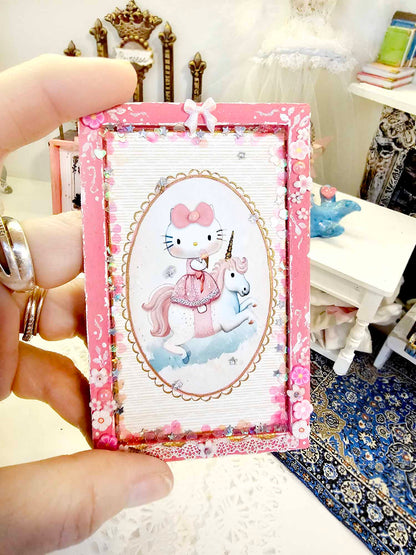 Miniatur Goodbye Kitty Nr.1 Kunst 1:12 Maßstab Puppenhaus Wandbild
