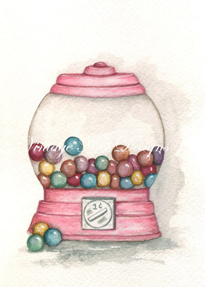 Digitaldruck Kaugummibonbons Nr. 1 Aquarell Sofort-Download