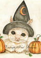 Digital Print Halloween Kitten No.1 ACEO Watercolor Instant Download