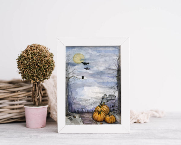 Digital Prints Halloween Pumpkins No.3 Watercolor Painting