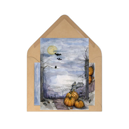 Digital Prints Halloween Pumpkins No.3 Watercolor Painting