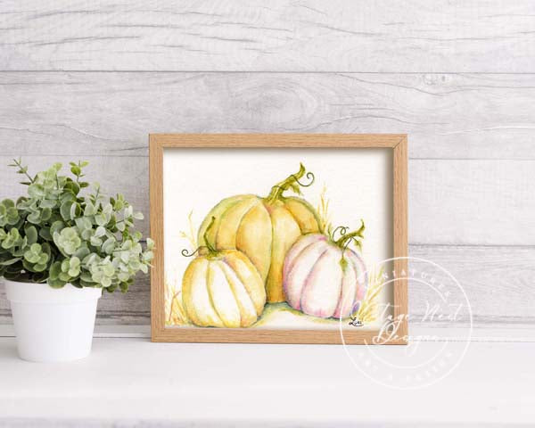 Digital Print Halloween Pumpkins No.4 Watercolor Instant Download