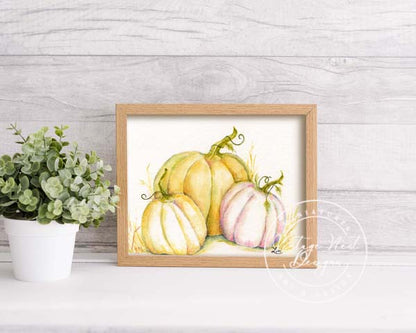 Digital Print Halloween Pumpkins No.4 Watercolor Instant Download