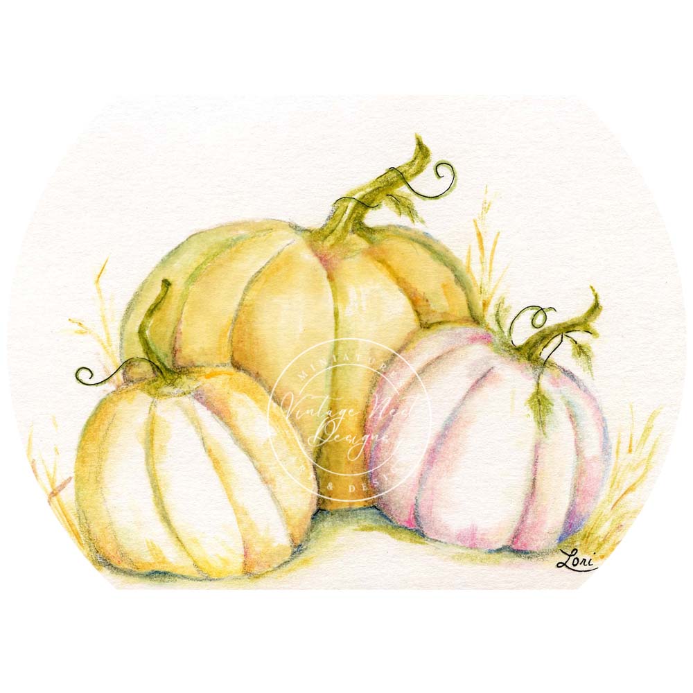 Digital Print Halloween Pumpkins No.4 Watercolor Instant Download