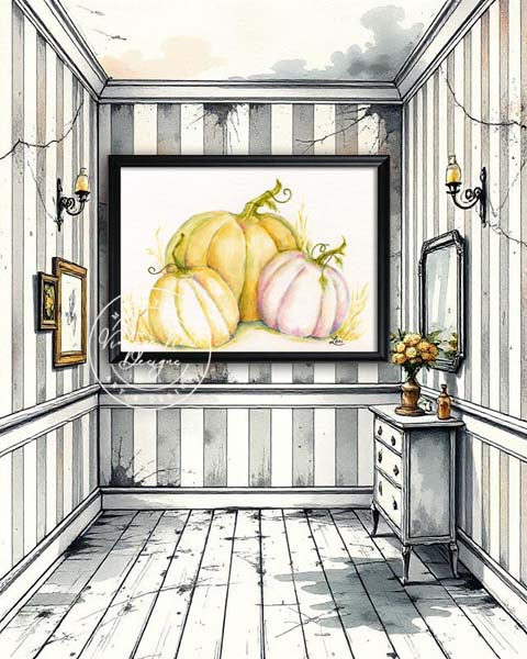 Digital Print Halloween Pumpkins No.4 Watercolor Instant Download